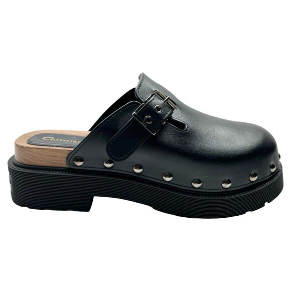 CHRISTIAN DIOR Diorquake Studded Clog EU 41 US 11 Black Buckle Lug Sole Mules - Picture 15 of 15